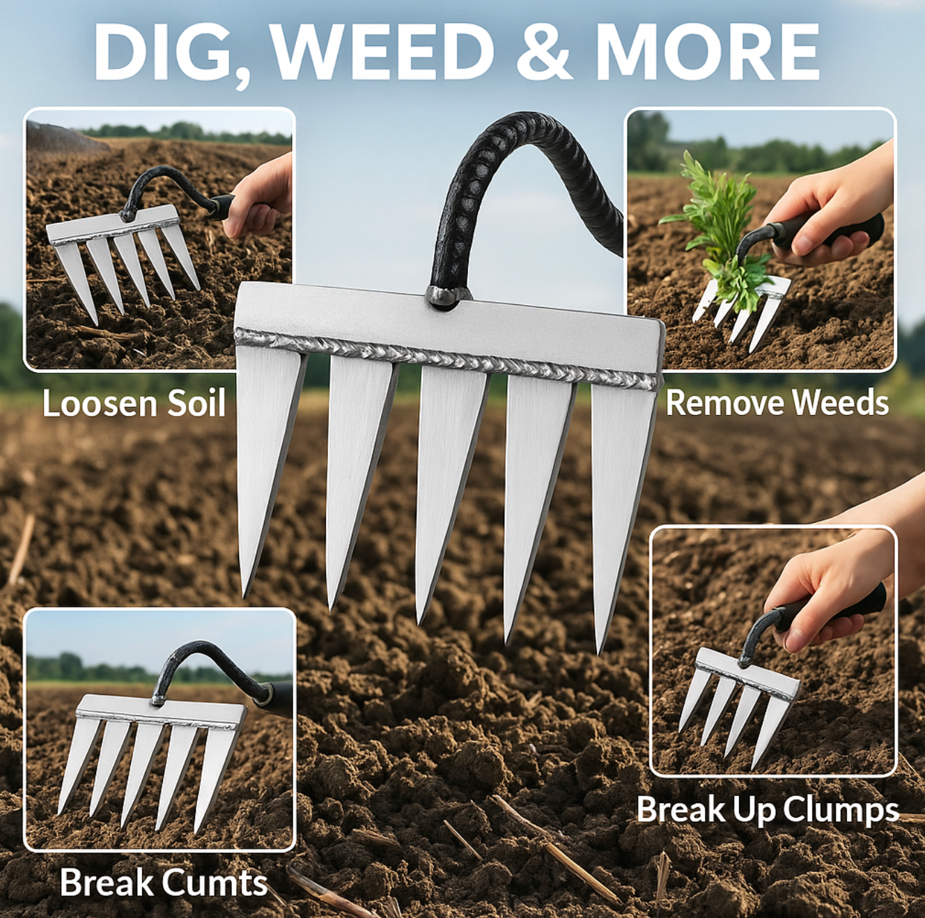 Five Teeth Weeding Tool