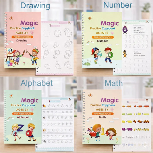 4-in-1 Reusable Kids Practice Book Set