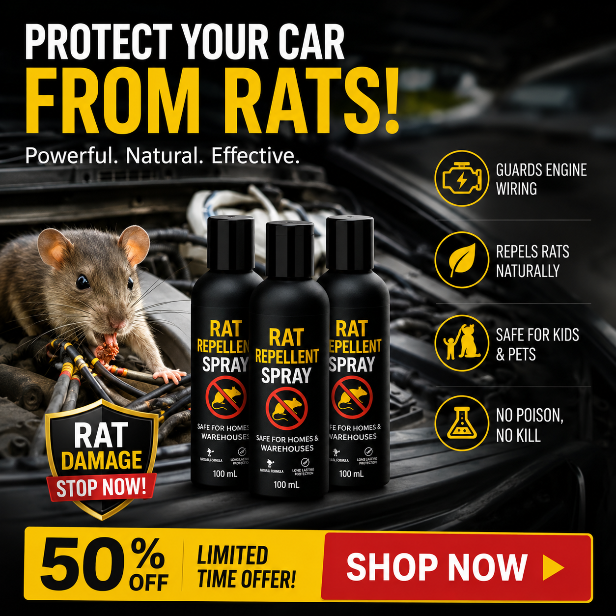 Rat Repellent Spray - Safe,Effective & Eco-friendly